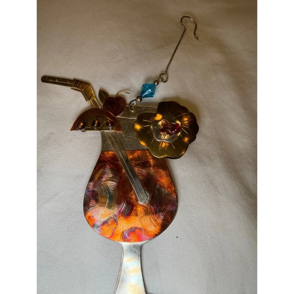 Tropical Cocktail Drink Mixed Metal Ornament Suncatcher Tiki Bar Decor Pineapple